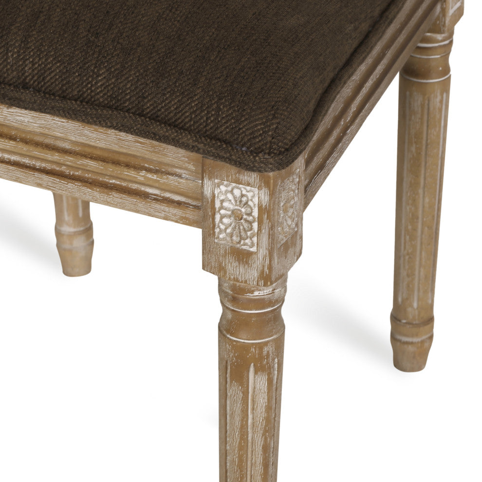 Merlene French Country Upholstered Wood and Cane 5-Piece Circular Dining Set, Natural/Brown