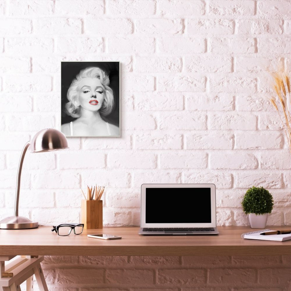 Stupell Industries Marilyn Portrait Red Vintage Hollywood Movie Star, 13 x 19