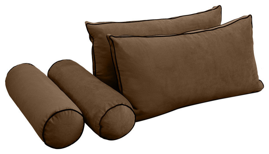 STYLE V2 Full Velvet ContrastPipe Indoor Daybed Bolster Pillow |COVER ONLY|AD308