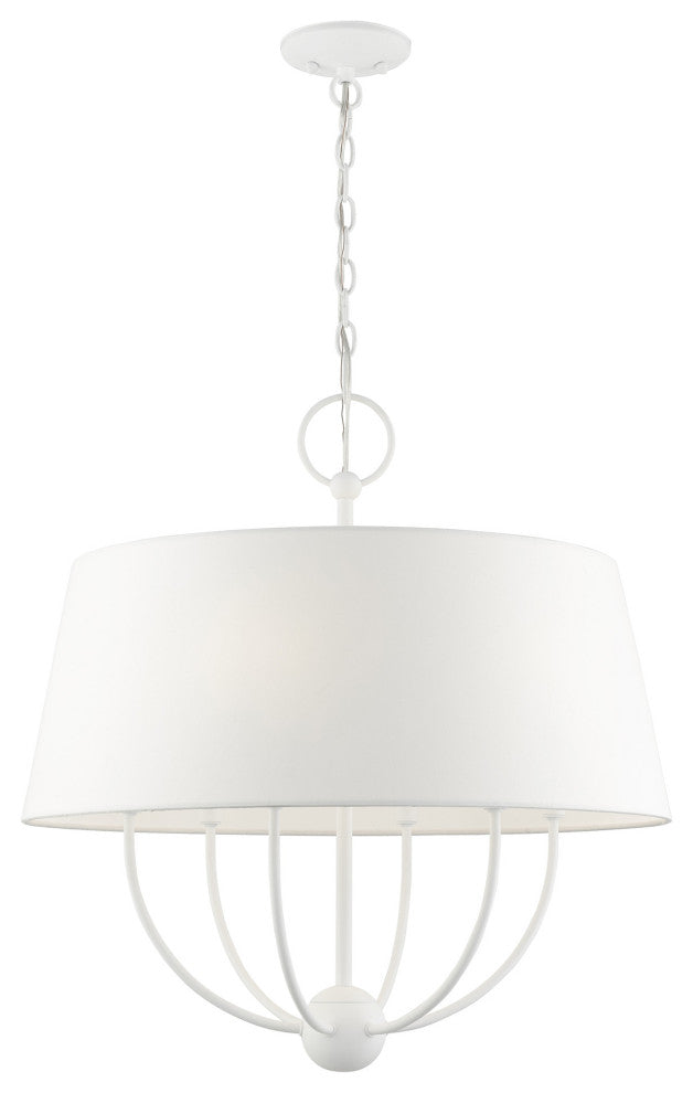 White Transitional, English Country, Rustic, Casual Pendant Chandelier