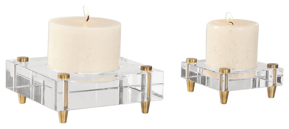 Uttermost Claire Crystal Block Candleholders, Set of 2