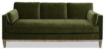 Knox 84" Modern Farmhouse Sofa, Olive Green Performance Velvet