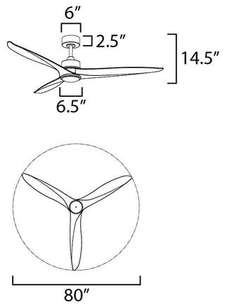 Maxim 88834 Woodwind 80" 3 Blade Indoor LED Ceiling Fan - Natural Aged Brass