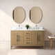 Vanity Art Bathroom Vanity With Sink, Natural Oak, 60", Double Sink, Brushed Nickel