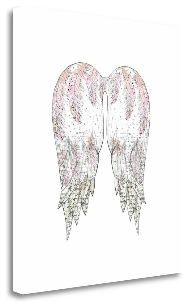 "Wings With Pink Feathers" By Sarah Ogren, Giclee Print on Gallery Wrap Canvas