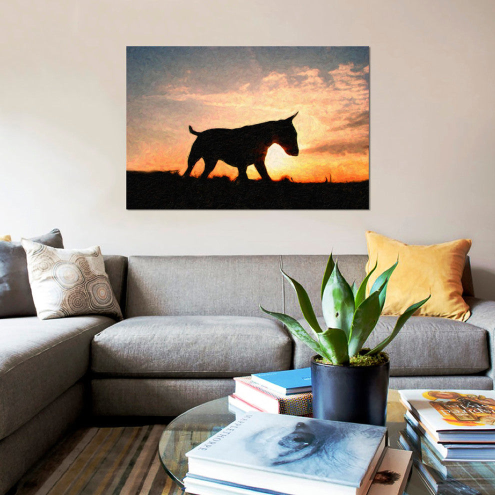 "English Bull Terrier" by Michael Tompsett, Canvas Print, 18x12"