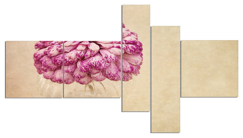 Pink Flower in Vase Watercolor, Floral Canvas Art Print, 60"x32", 5 panels