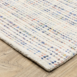 Cayden Textural Stripe Wool Blend Ivory/ Multi Hand-tufted Rug Runner