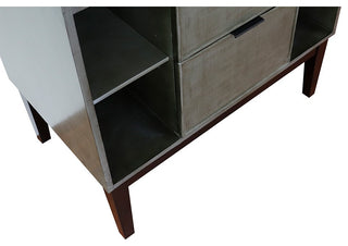 37" Single Vanity, Linen Gray Finish With Engineered Stone Top And Oval Sink