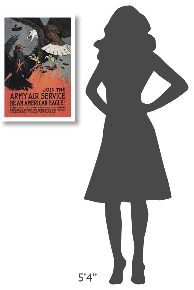 "WWI: Join the Army Air Service: Be an American Eagle!" Paper Art, 18"x26"