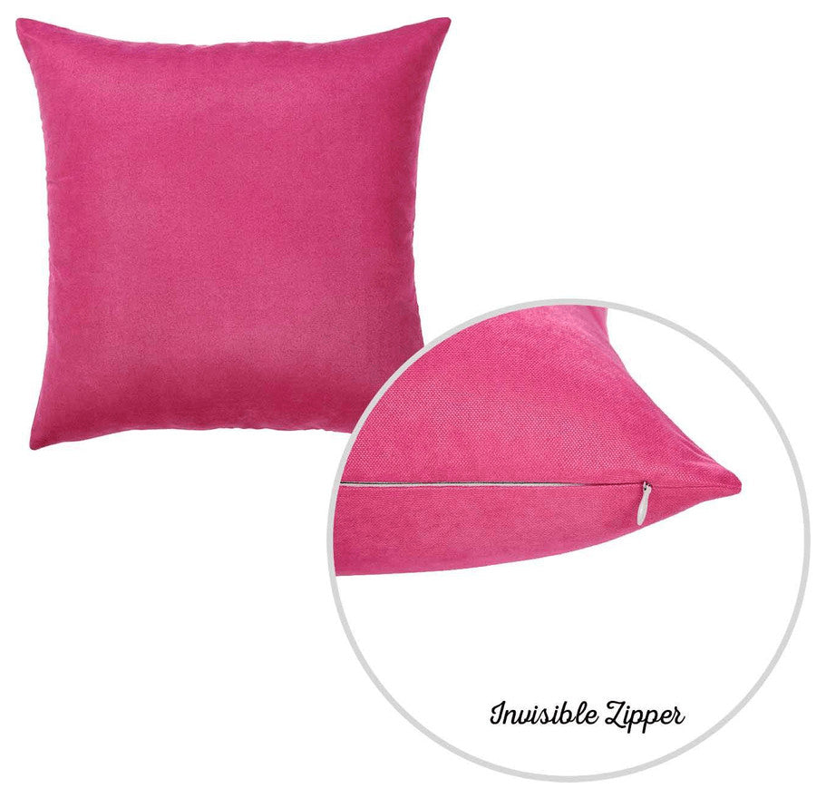 Set of 2 Fuchsia Pink Modern Square Throw Pillows