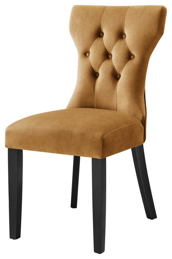 Side Dining Chair, Set of 2, Brown, Velvet, Modern, Cafe Bistro Hospitality
