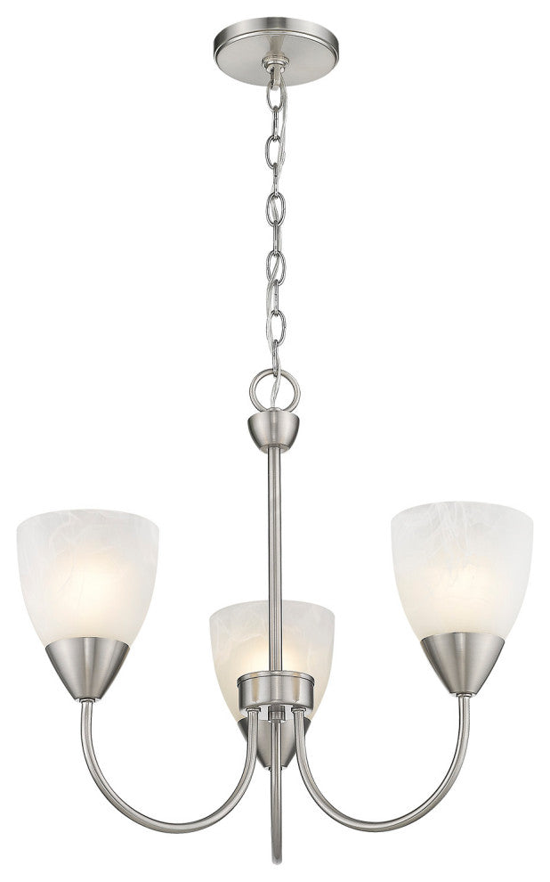3 Light Simple and Clean Mini Chandelier in Nickel