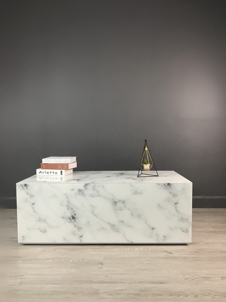 Matteo Marble Design Block Coffee Table, White