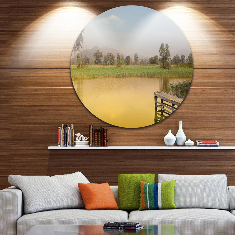 Wetland Of Nam Sang Wai Yellow, Seascape Round Wall Art, 11"
