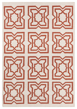Lima Contemporary Area Rug, White and Orange, 5'x7'