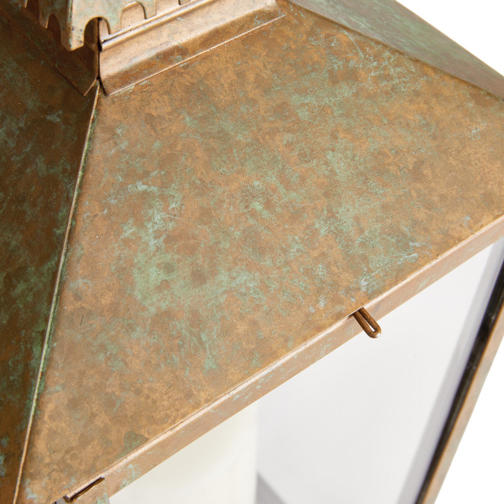Vintage Style Patina Finish Pagoda Shape Candle Lantern Pillar 20 in H Bronze