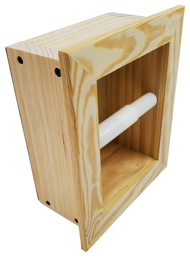Tampa Recessed Solid Wood Toilet Paper Holder 7 x 8.5, Unfinished