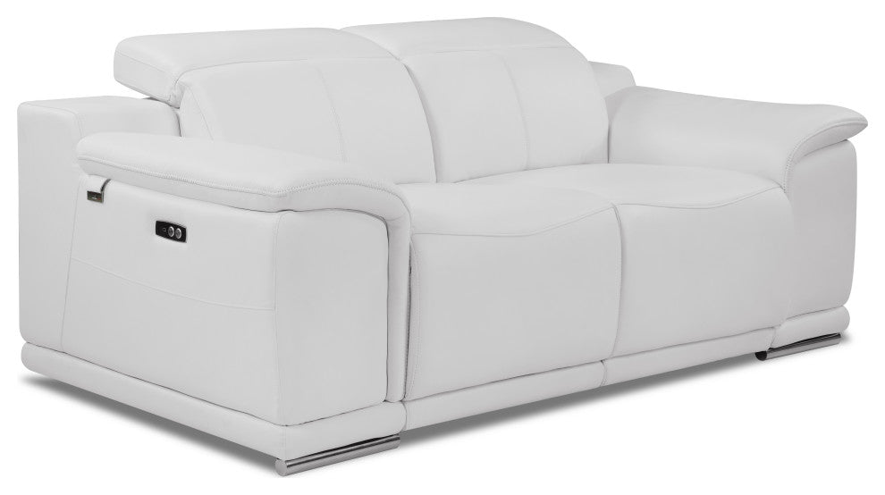 Veneto Italian Leather Power Reclining 2-Piece Set White