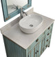 36" Distress Blue Abbeville Vessel Sink Vanity With Matching Mirror