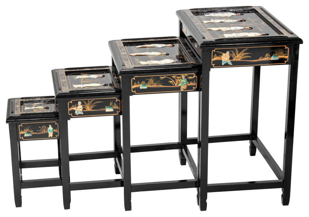 Black Lacquer Nesting Tables Royal Ladies