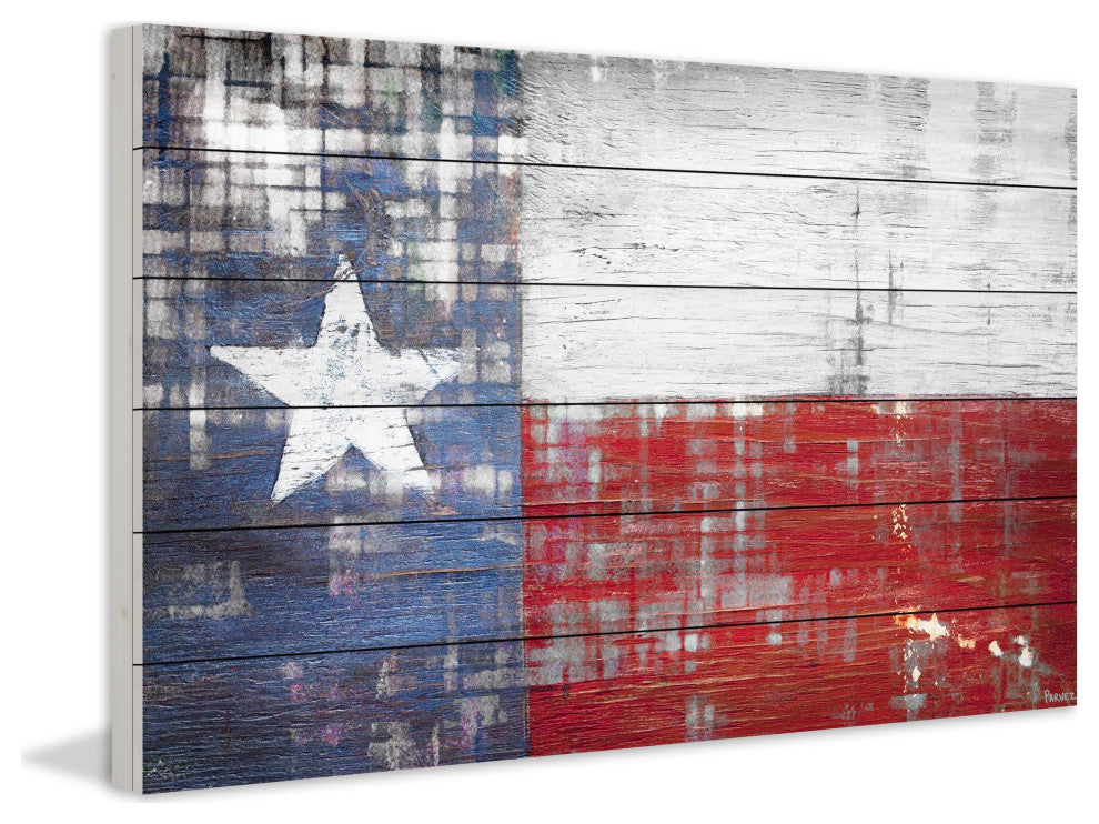 "Texas" Painting Print on White Wood, 36"x24"