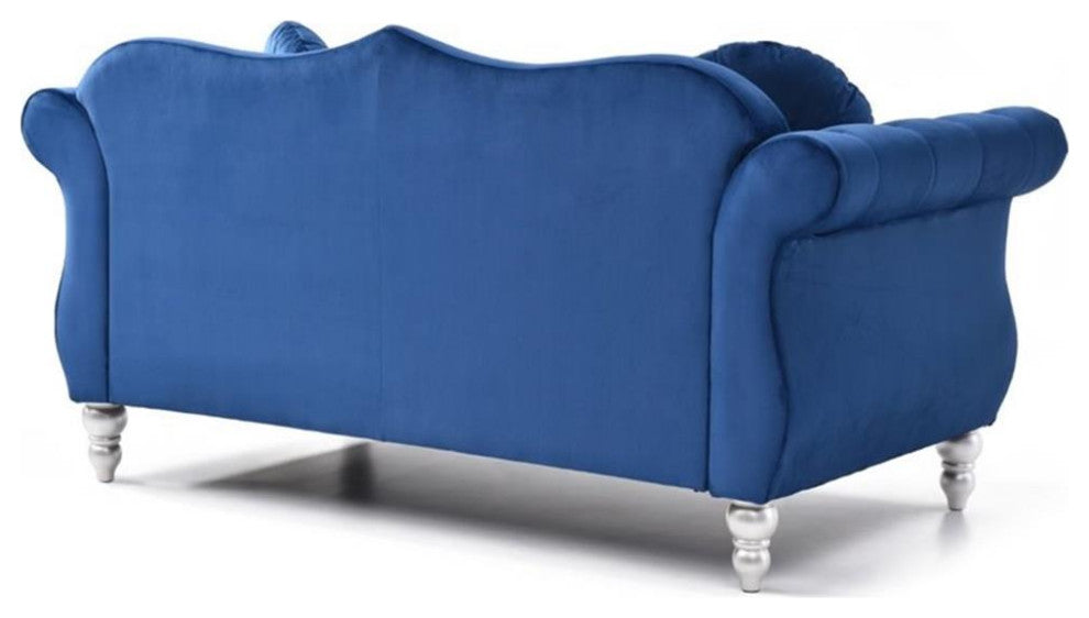 Home Square 2-Piece Furniture Set with Sofa and Loveseat in Navy Blue