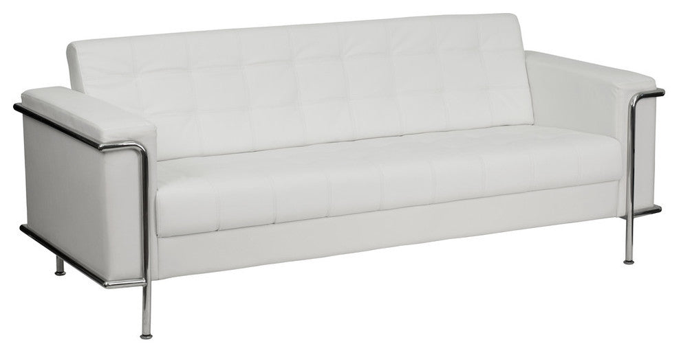 Lesley Series Melrose White LeatherSoft Sofa with Encasing Frame
