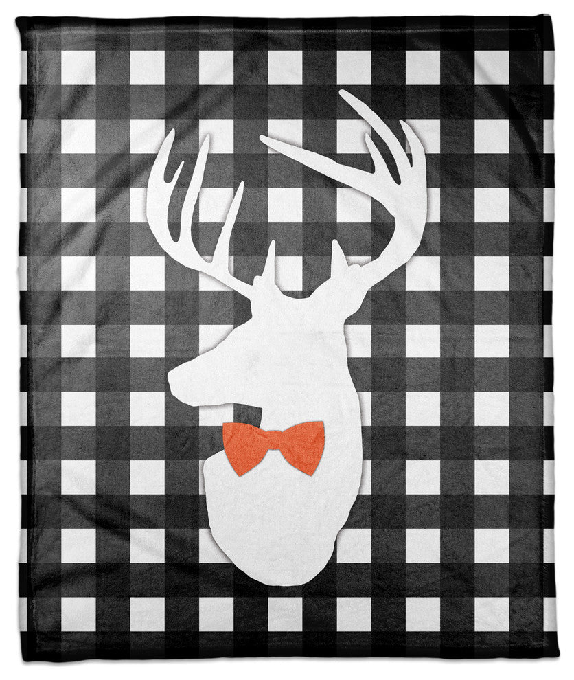 Halloween Deer Buffalo Check Fleece Blanket