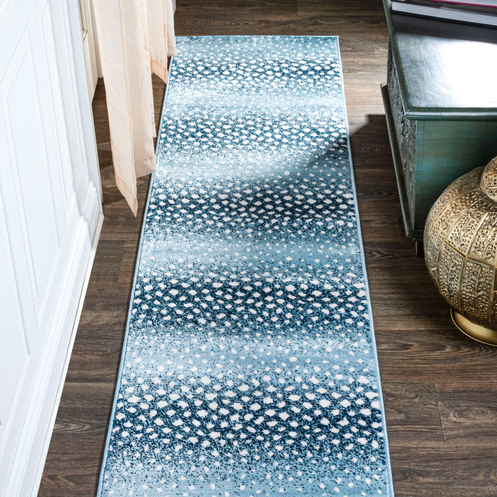 Antelope Modern Animal Blue/Cream 2 ft. x 8 ft. Runner Rug