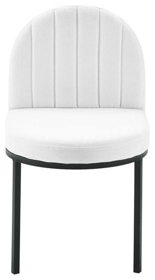 Isla Channel Tufted Upholstered Fabric Dining Side Chair-Black White