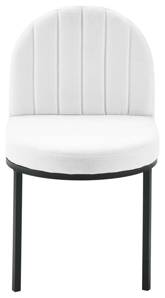 Isla Channel Tufted Upholstered Fabric Dining Side Chair-Black White