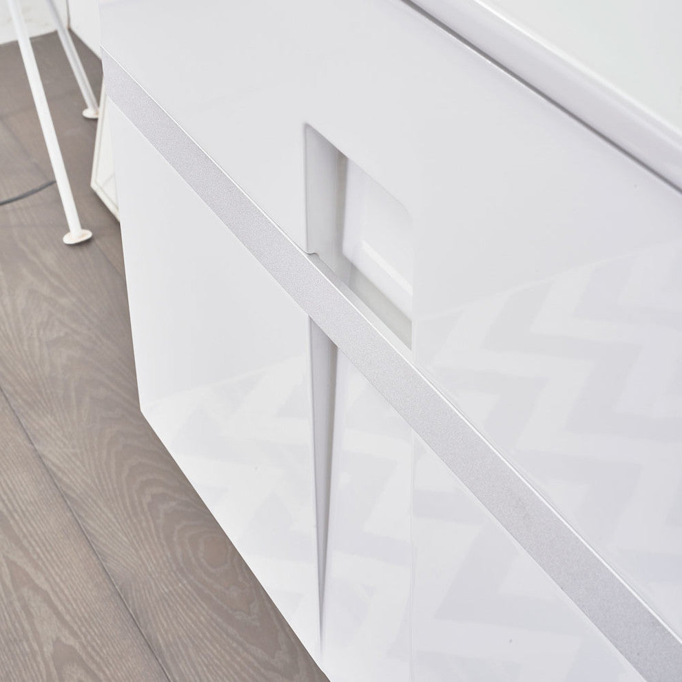 Mino White Wall Mounted Modern Single Bathroom Vanity, 40", Vanity, Sink