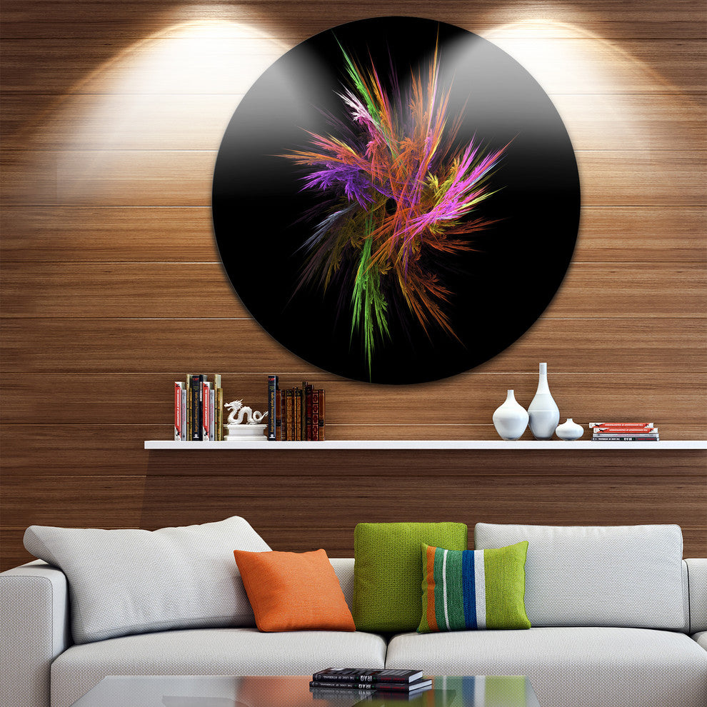 Excitingly Colorful Fractal Flower, Floral Round Wall Art, 36"