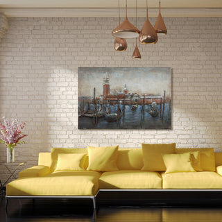 Gondolas Wall Art Mixed Media Hand Painted Iron Wall Sculpture, 48"x 32"