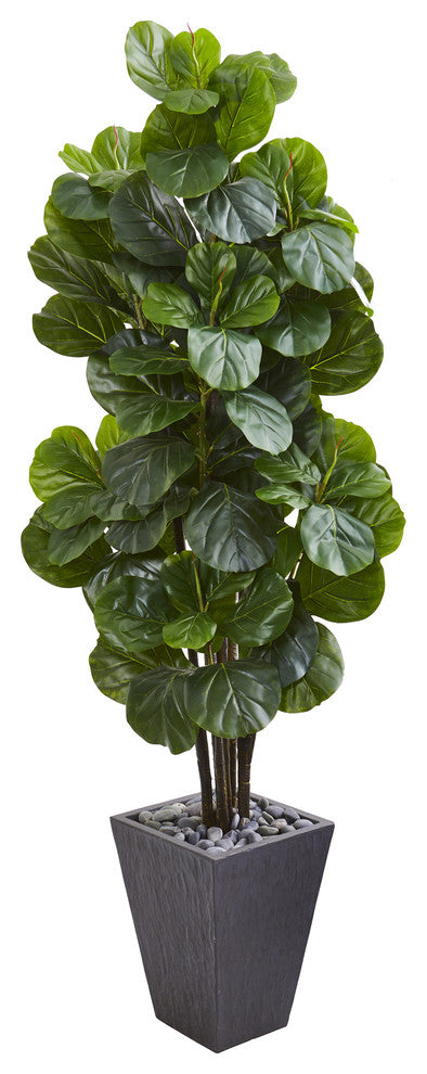 6' Fiddle Leaf Fig Artificial Tree in Slate Planter