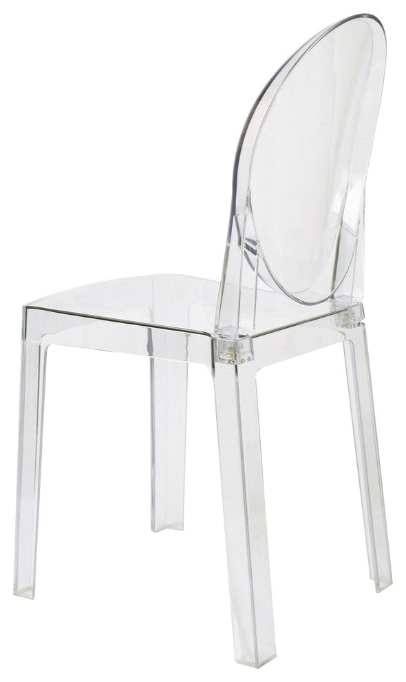 Large Modern Ghost Style Plastic Side Chairs, Clear, Set of 4
