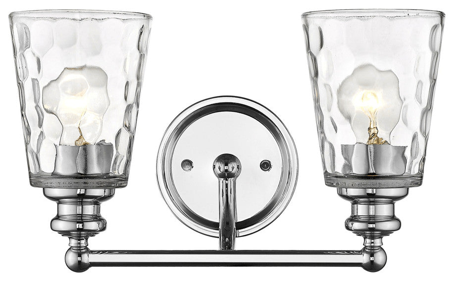 Silver Metal and Pebbled Glass Two Light Wall Light