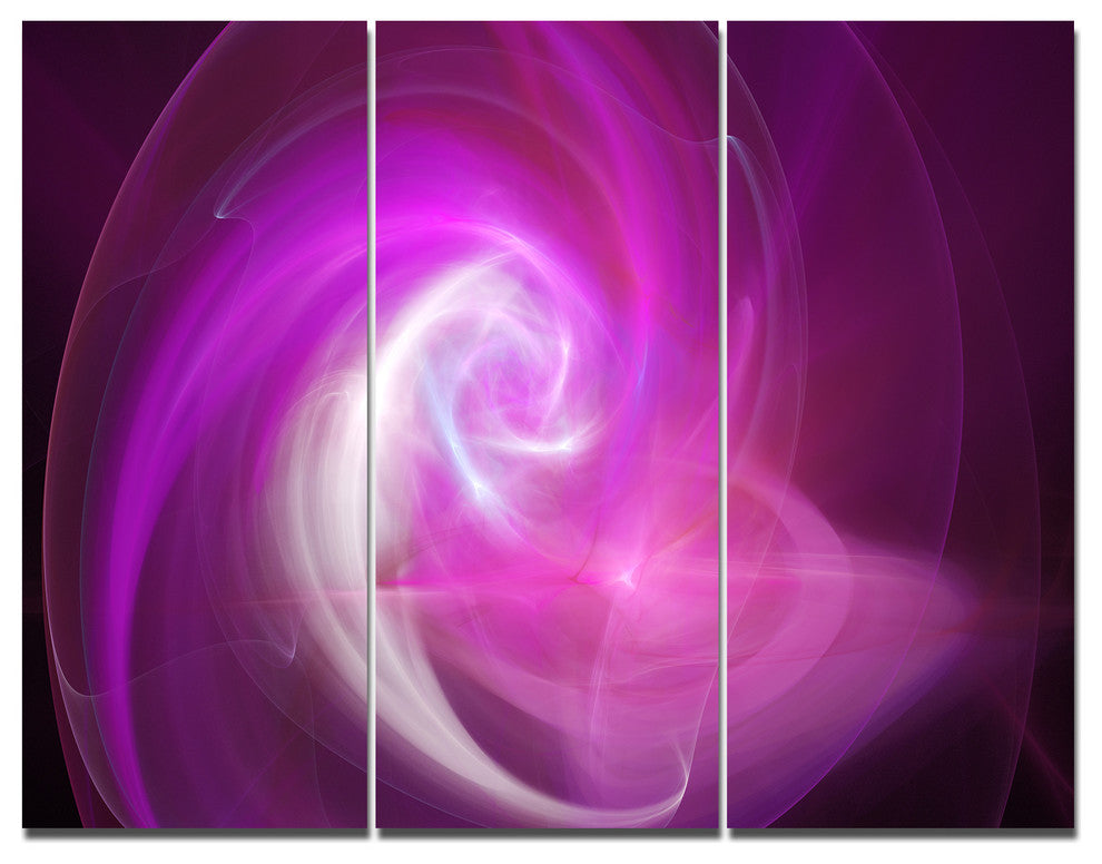 Pink Fractal Abstract Illustration, Abstract Canvas Wall Art, 36x28, 3 Panels