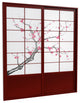 7' Tall Cherry Blossom Shoji Sliding Door Kit, Rosewood