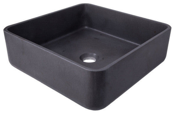 Eden Bath EB_S046LS-H Thin Lip Square Vessel Sink, Black Lava Stone