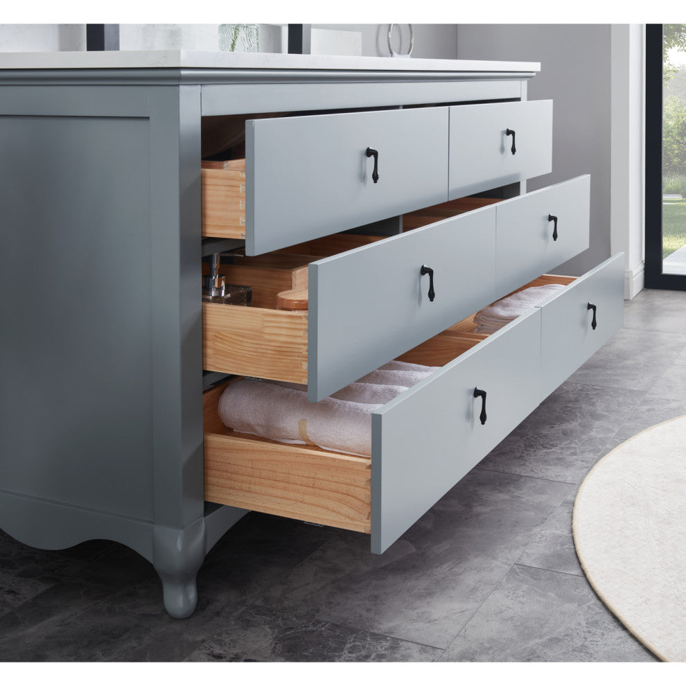 Legion Furniture WS2512 Series Bathroom Sink Vanity, Cadet, 60", Artificial Stone Top, Double Sink