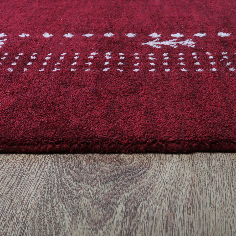 HAND KNOTTED LOOM WOOL ECO-FRIENDLY AREA RUGS - Rectangle, Red, Contemporary