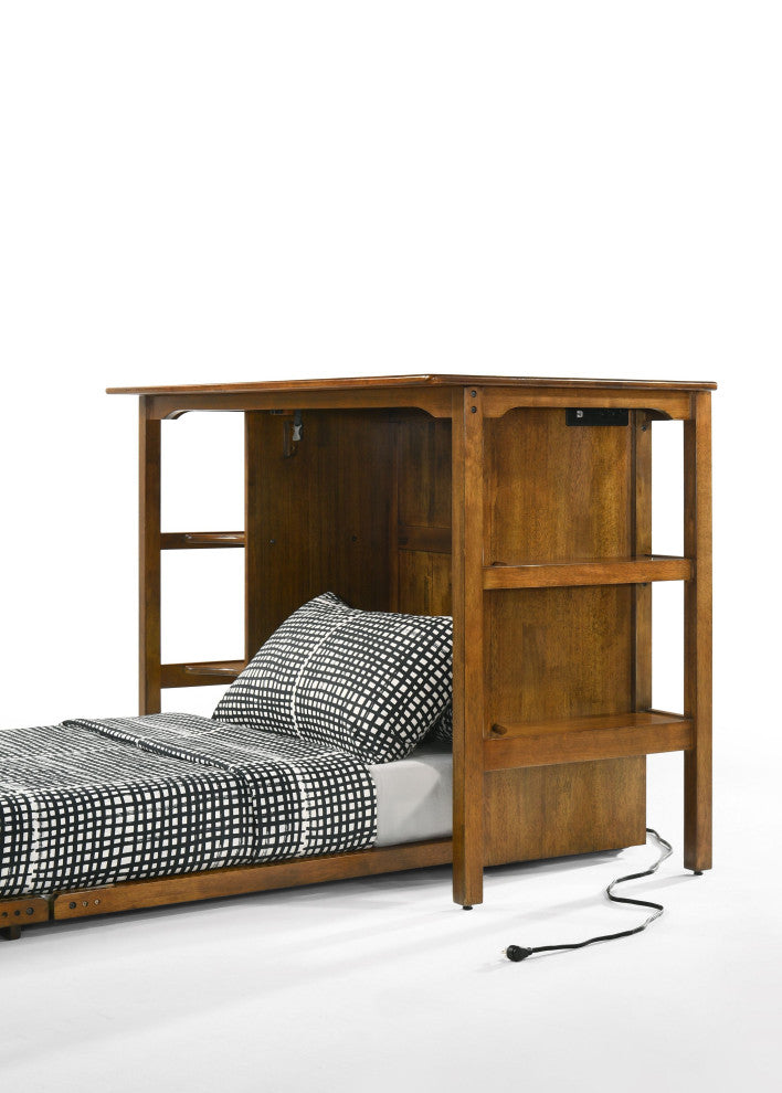 Siesta Desk Murphy Bed, Gel Memory Mattress, Black Walnut