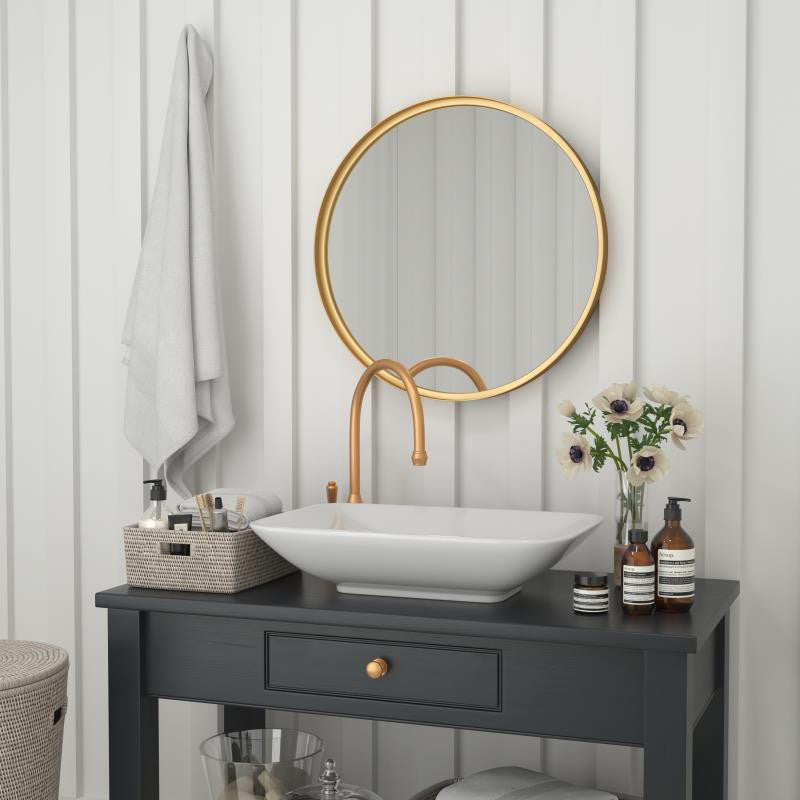 Jennifer Metal Framed Wall Mirror, Gold, 24"