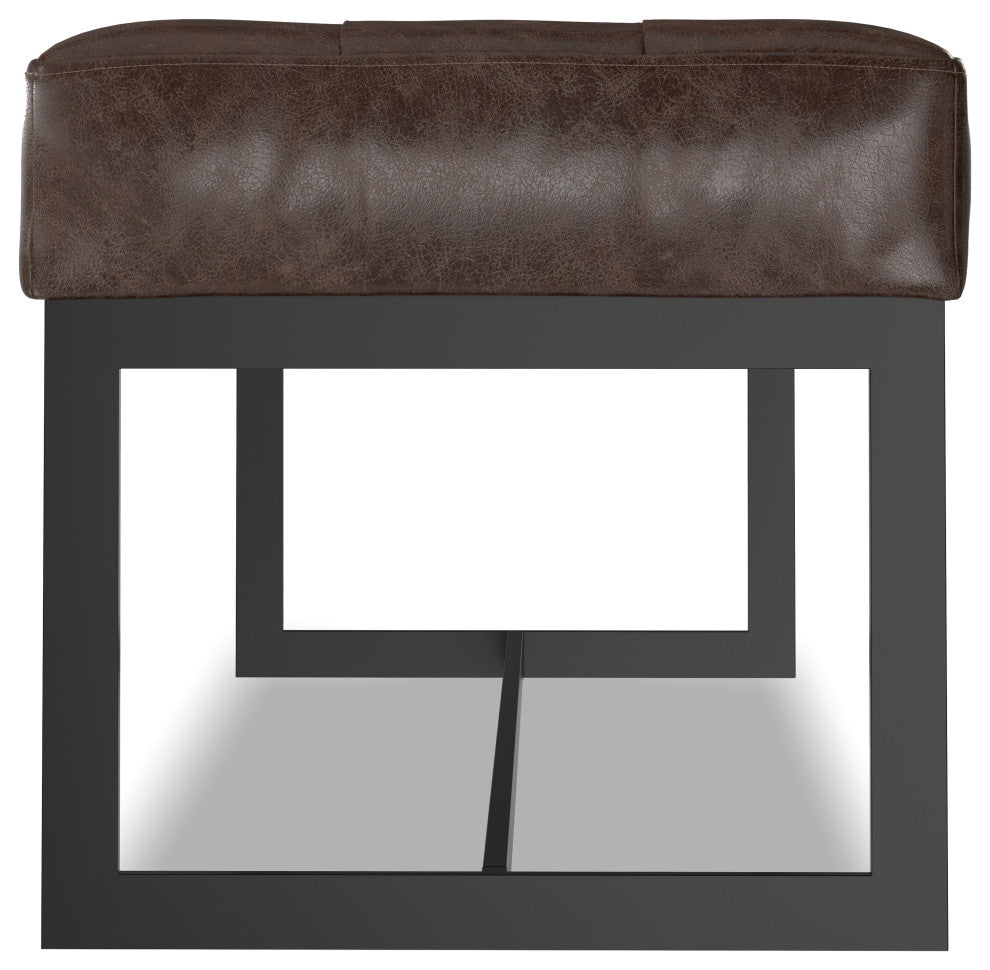 Penelope Leather Ottoman Bench, Brown