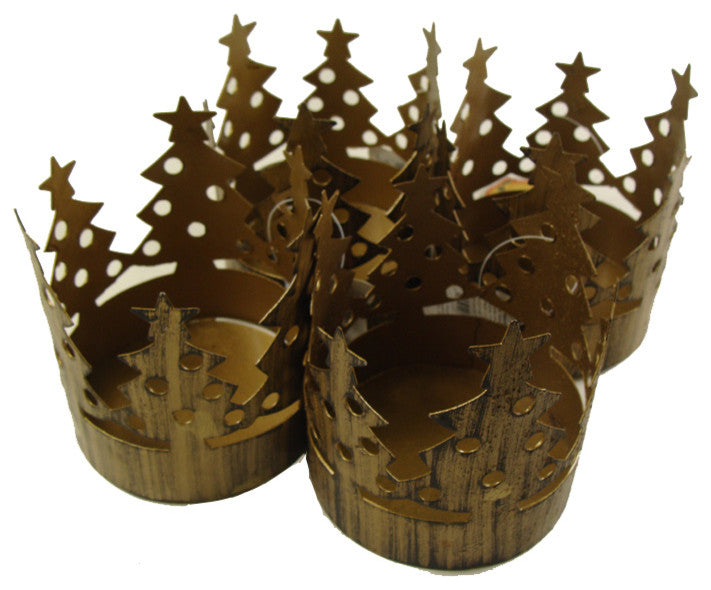 Club Brass Christmas Tree Pillar Candle Holders, Set of 72