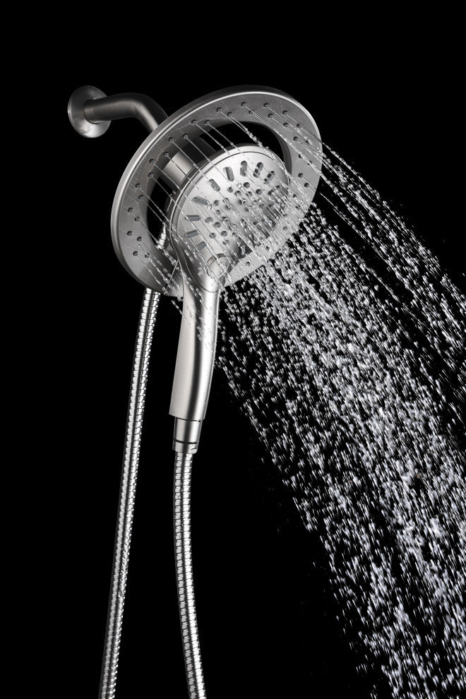 Valkrie 3-Spray Dual Wall Mount Fixed and Handheld Shower Head, Brushed Nickel