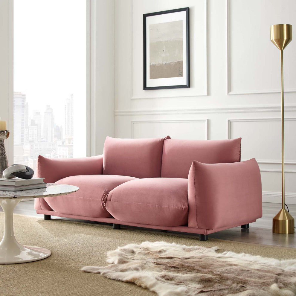 Copious Performance Velvet Loveseat Dusty Rose