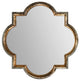 Designer 40" Hammered Gold Quatrefoil Wall Mirror, Square Vanity Vintage Style